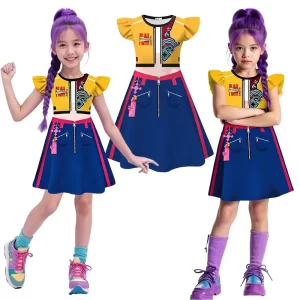 Halloween 2025 Rumi Copslay Costumes Dress Kpop Movie Girl Group Role Play Summer Fly Sleeve Dresses 3D Digital Printed