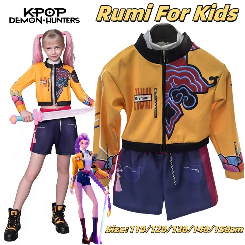 K-Pop Rumi Zoey Mira Demon Hunters Cosplay Costume for Girl Halloween Stage 3D Printed Pattern Role Play Clothes - Image 2