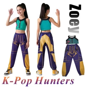 2025 Children Zoey Mira Rumi 3D Print Cosplay Costume Halloween Carnival K-Pop Hunters Girl Group Idol Role Play Dress Up Outfit