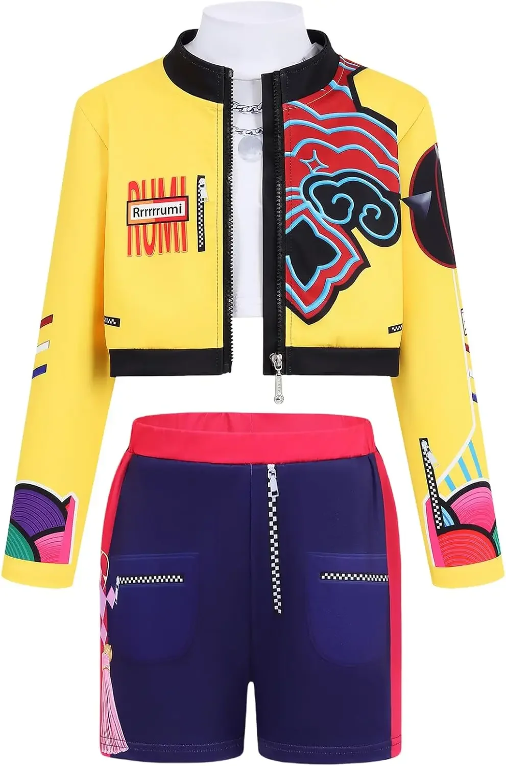 2025 Halloween Kpop Rumi Zoey Mira Party Girls Demon Costume Hunters Cosplay Outfit Jacket Top Shorts Kids Halloween Costumes