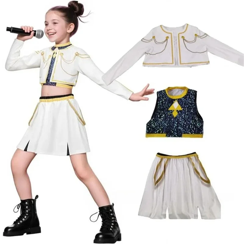 Kids Girls Kpop Demon Hunters Cosplay Costume Rumi Zoey Mira Uniform Suit for Halloween Performance Party Roleplay Outfits - Image 3