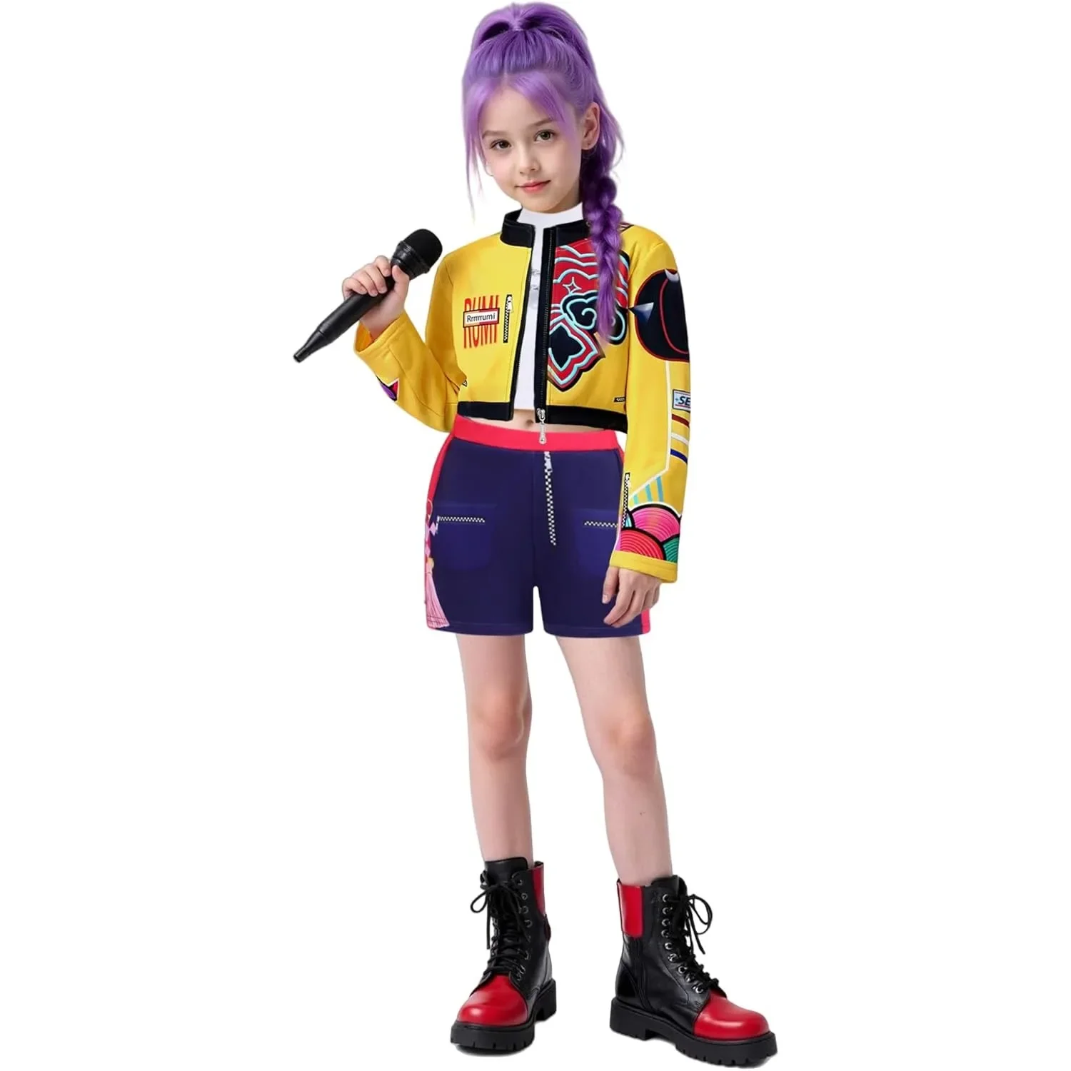 2025 Halloween Kpop Rumi Zoey Mira Party Girls Demon Costume Hunters Cosplay Outfit Jacket Top Shorts Kids Halloween Costumes - Image 2