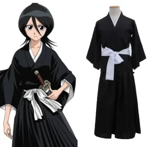 2025 Halloween Anime BLEACH Cos Costume Kuchiki Rukia Shinigami Cosplay Costume Wig Set Halloween for Woman Men Clothes